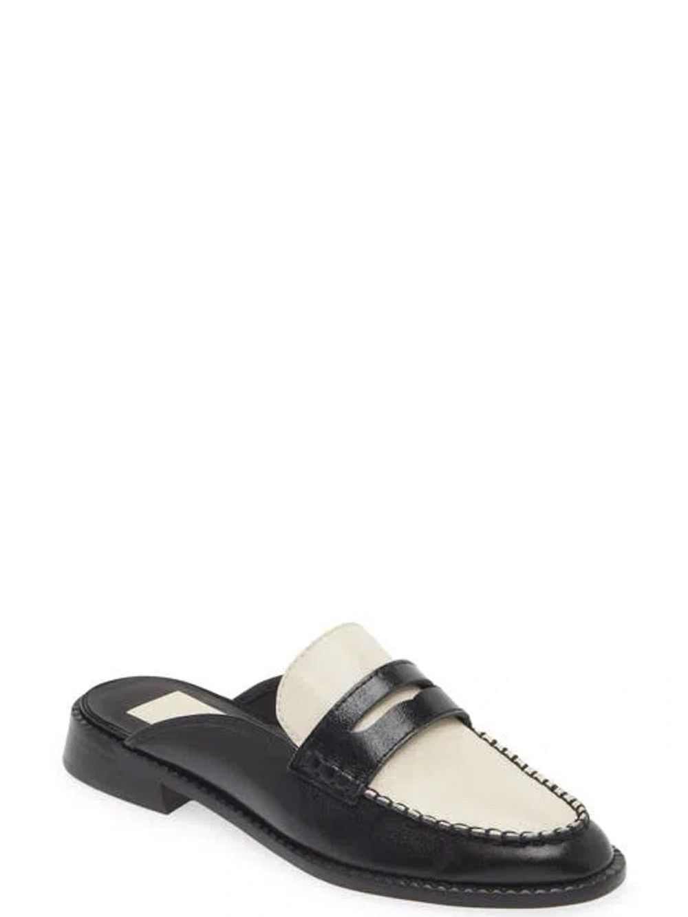 Dolce Vita Two-Tone Leather Mule in Black & Cream